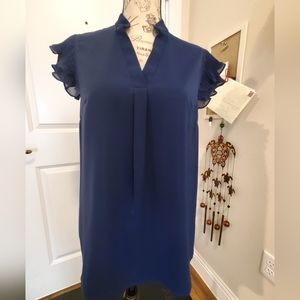 Chiffon Ruffle Cap Sleeve Top-Blue, NWT